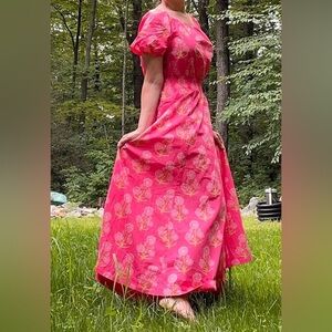 Boden pink block print maxi dress like new size 2